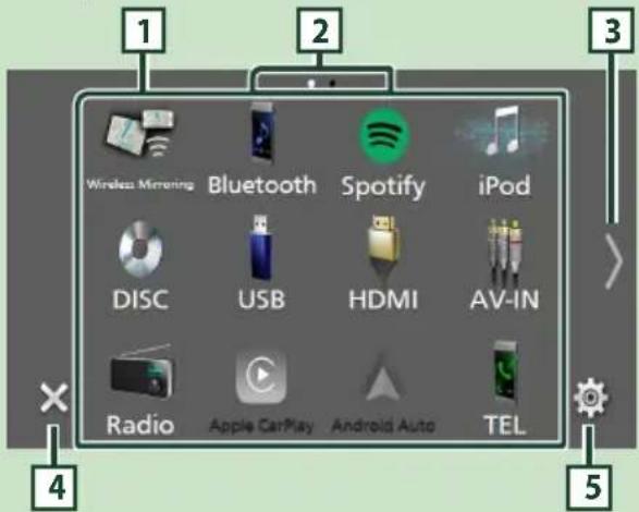 KENWOOD DDX919WSM - Source selection screen description - 1
