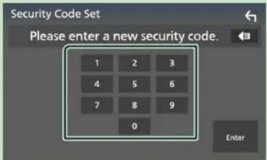 KENWOOD DDX919WSM - Enter a security code with 4 to 8 digit number and touch [Enter]. - 1