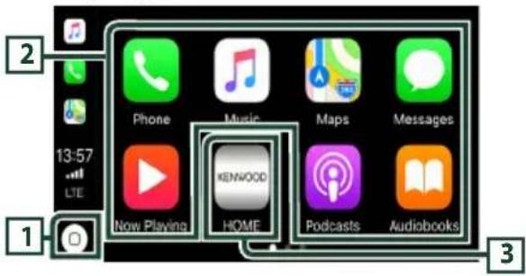 KENWOOD DDX919WSM - Operation buttons and available Apps on the home screen of Apple CarPlay - 1