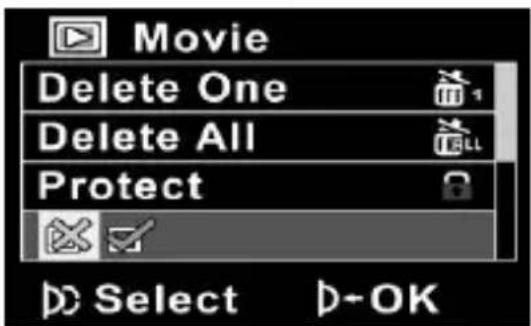 Movie Delete One Delete All Protect Select D-OK