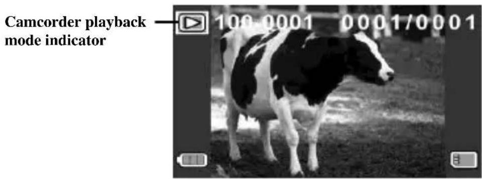 Camcorder playback mode indicator