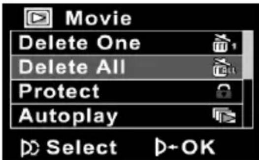 Movie Delete One Delete All Protect Autoplay Select +OK