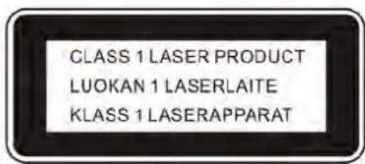 CLASS 1 LASER PRODUCT LUOKAN 1 LASERLAITE KLASS 1 LASERAPPARAT