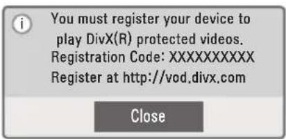 You must register your device to play DivX(R) protected videos. Registration Code:XXXXXXXXX Register at http://vod.divx.com Close