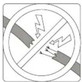 Prohibition sign indicating no hazard, showing lightning bolt symbol inside a circle with crossed bands