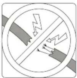 Prohibition sign indicating no hazard, showing lightning bolt symbol and crossed-out line