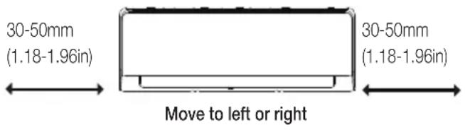 30-50mm (1.18-1.96in) 30-50mm (1.18-1.96in) Move to left or right