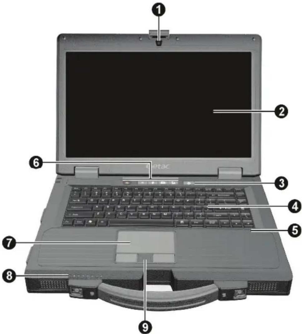Laptop screen diagram with numbered parts for identification and assembly reference