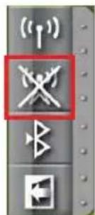 Vertical toolbar with wireless signal icons and a red square highlighting a crossed-out antenna symbol