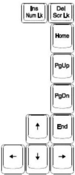Ins Num Lk Del Scr Lk Home PgUp PgDn ↑ End ← ↓ →