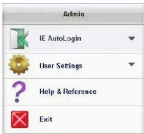 Admin IE AutoLogin User Settings ? Help & Reference Exit