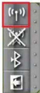 Vertical toolbar with wireless signal icon, radio button, X/Hz symbol, Bluetooth, and directional arrow