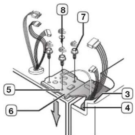 Diagram of a mechanical assembly with numbered components, likely for assembly or maintenance instructions.