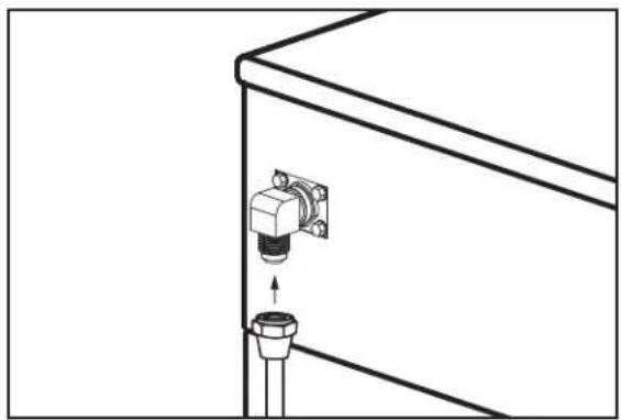 Technical line drawing of a mechanical assembly with a valve and base mount (no text or symbols)