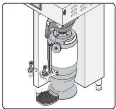 Diagram of a hairdryer machine with control panel and base mount (no text or symbols)