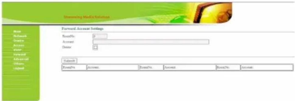 Streaming Model Solution Forward Access Settings RoundNo: Account: Delete: Submit: RoundNo: Account: RoundNo: Account: RoundNo: Account: