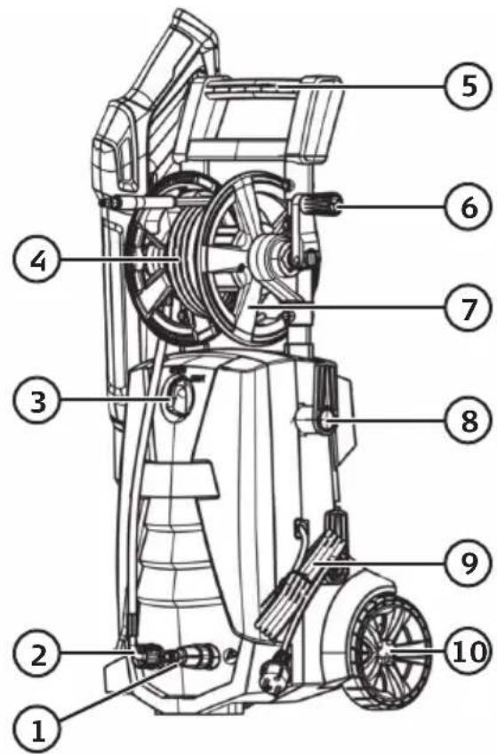 Technical diagram of a mechanical device with numbered parts for identification