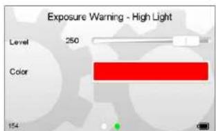 Exposure Warning - High Light Level 250 Color 154