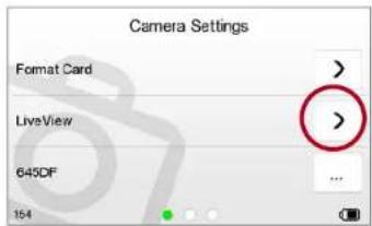 Camera Settings Format Card > LiveView 645DF 164