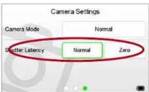 Camera Settings Camera Mode Normal Slutter Latency Normal Zero