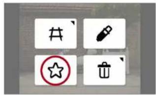 Four white square icons with black symbols: hash, pencil, star, and trash can, arranged in a 2x2 grid.