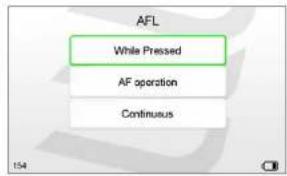 AFL While Pressed AF operation Continuous