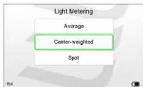 Light Metering Average Center-weighted Spot