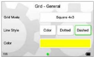 Grid - General Grid Mode Square 4x3 Line Style Color Dotted Dashed Color 105