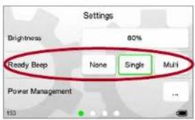 Settings Brightness 80% Ready Beep None Single Multi Power Management 153