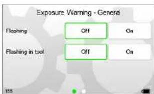 Exposure Warning - General Flashing Off On Flashing in tool Off On