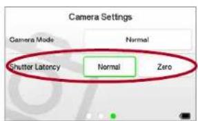 Camera Settings Camera Mode Normal Shutter Latency Normal Zero