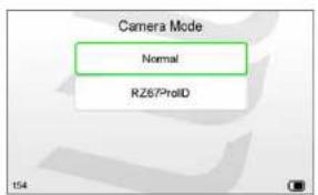 Camera Mode Normal RZ6/ProID