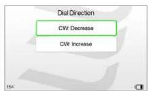 Dial Direction CW: Decrease CW: Increase