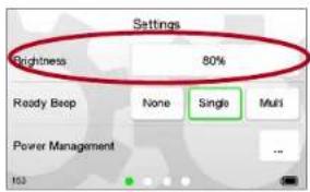 Settings Brightness 80% Ready Beep None Single Multi Power Management 153