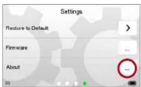 Settings Restore to Default > Firmware About ...