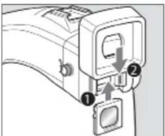 Diagram of a device with labeled parts, showing directional arrows and numbered annotations
