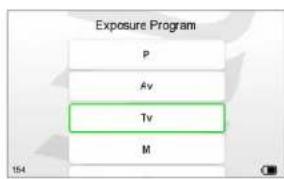 Exposure Program P Av Tv M 154