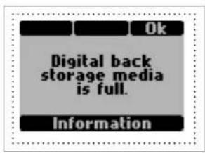Ok Digital back storage media is full. Information