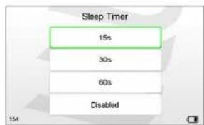 Sleep Timer 15s 30s 60s Disabled