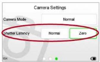 Camera Settings Camera Mode Normal Shutter Latency Normal Zero 154