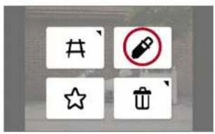 Four white square icons with black symbols: hash, star, pencil, and trash symbol