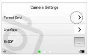 Camera Settings Format Card LiveView 645DF 41