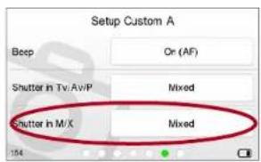 Setup Custom A Beep Or (AF) Shutter in Tv/AvIP Mixed Shutter in M/X Mixed 154
