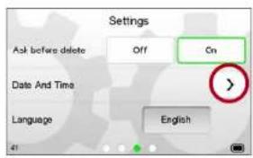 Settings Ask before delete Off Cn Date And Time Language English