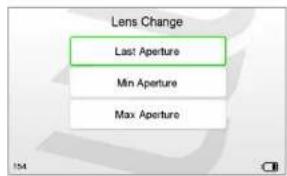 Lens Change Last Aperture Min Aperture Max Aperture