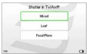 Shutter in Tv/Av/P Mixed Leaf Focal Plane