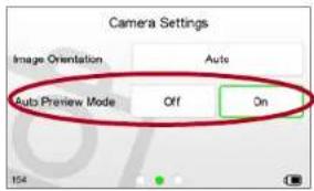 Camera Settings Image Orientation Auto Auto Preview Mode Off On 154