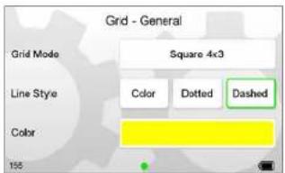 Grid - General Grid Mode Square 4x3 Line Style Color Dotted Dashed Color 155