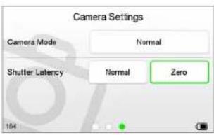 Camera Settings Camera Mode Normal Shutter Latency Normal Zero 154