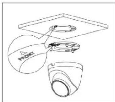 Technical diagram showing a component assembly with labeled parts and a magnified view of the main structure.